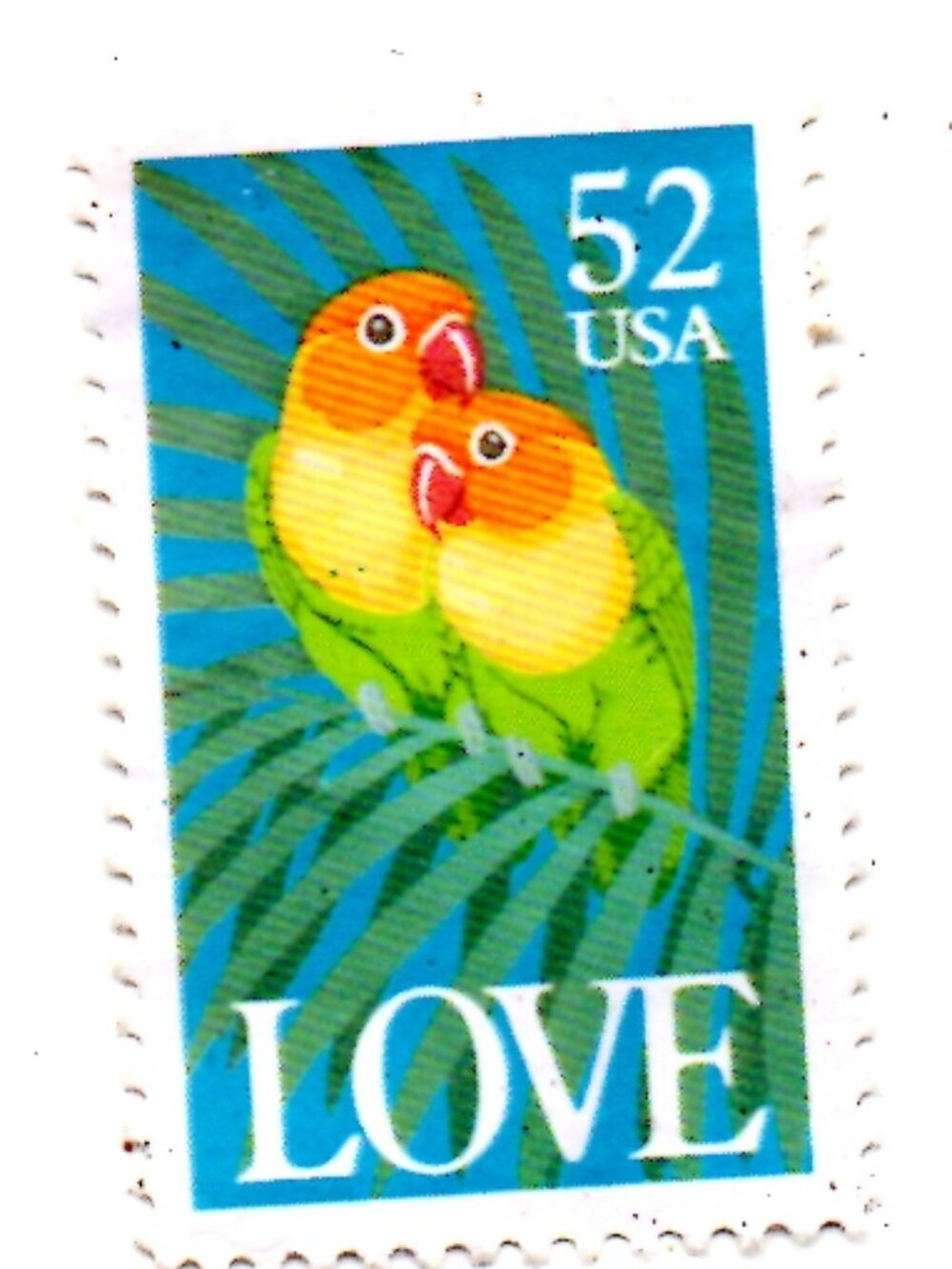 Framed Collectible US Postage Stamp - Lovebirds